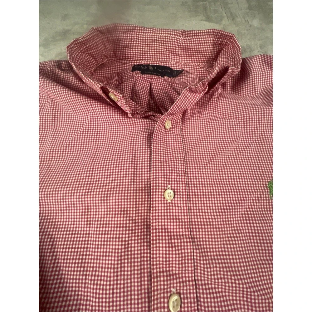 RALPH LAUREN Custom Fit Red And White Gingham Button Down Shirt  Size XXL - Picture 4 of 12